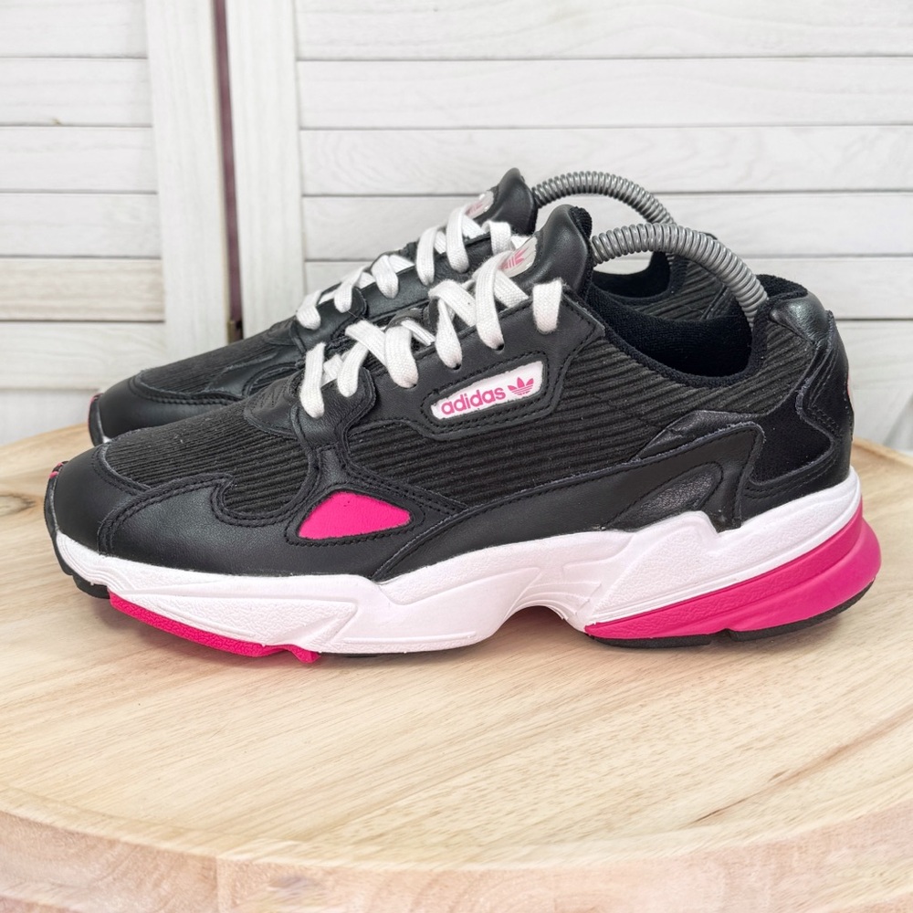 Adidas Originals Falcon‎ Running Shoes Corduroy Leather Black Pink 8 - Picture 3 of 11